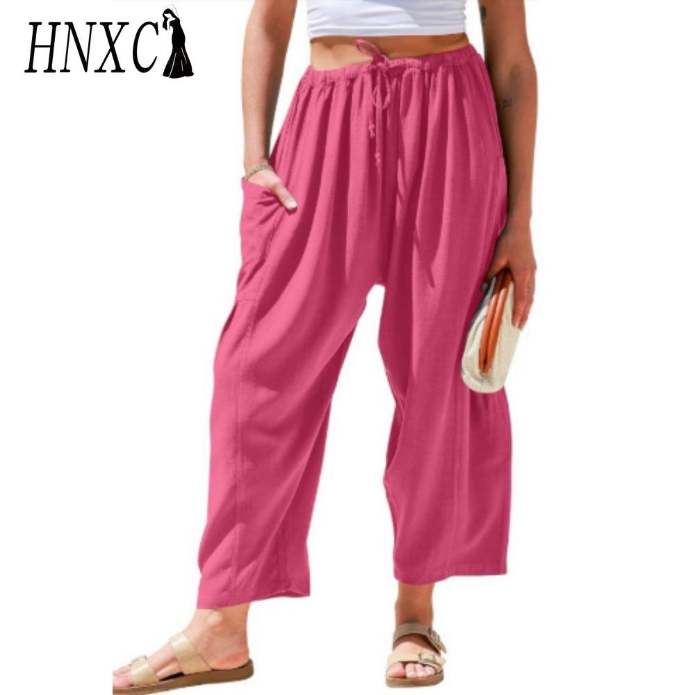 HNXC Pantaloni și capri cu talie înaltă, ocazional, cu imprimeu la modă pentru femei