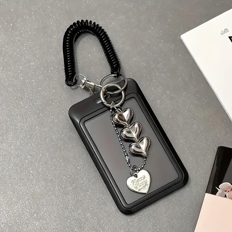 1pc Heart-shaped bus card holder with keychain, Office and schoo lID Protective Sleeve, Protect your bank card and IDProtected from da