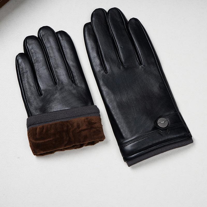 Herren Warm Touchscreen Echtlederhandschuhe für Herbst/Winter – Plus Samt, Dick, Winddicht, Ideal zum Autofahren, Reiten & für Outdoor-Aktivitäten.