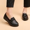 Fashion 2025 Mom Shoes PU Leather Soft Sole Flats Sole in The Elderly Women's Shoes Large Size Middle-aged Elderly Work Shoes