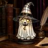 Atmosphärische Beleuchtung für Schlafzimmer Schwarze Katze Hexenhut Tischlampe, mit verträumtem lila Licht, dunkle Ästhetik Gothic Ornament Retro Halloween Ornament,