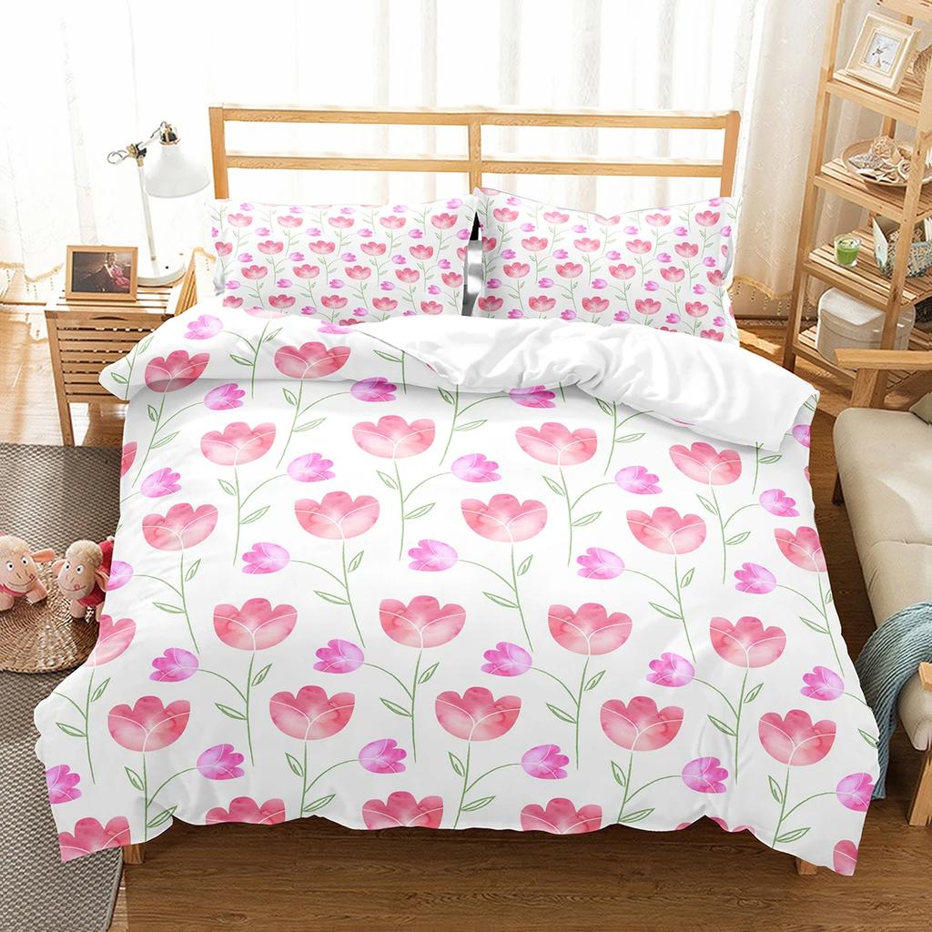 Botanical Flower Duvet Cover Single King Size Garden Leaves Floral Bedding Set Polyester Nature Theme Quilt Cover For Girl Women