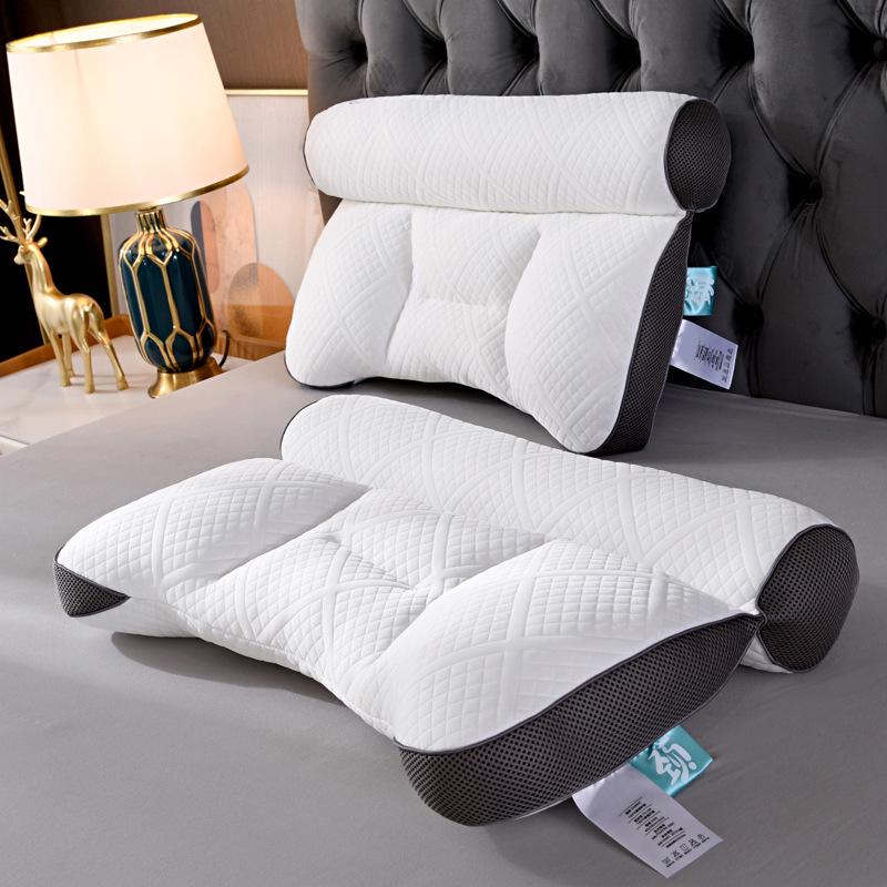 Pair of Anti-Traction Neck Support Pillow Cores for Whole Head Massage, Non-Collapsing, Knitted Cotton.