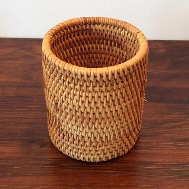 Stationery Storage Wood Vine Rattan Pen Holder Large Capacity Cosmetic Holder Hand Woven Pen Holder Multifunctional Handmade