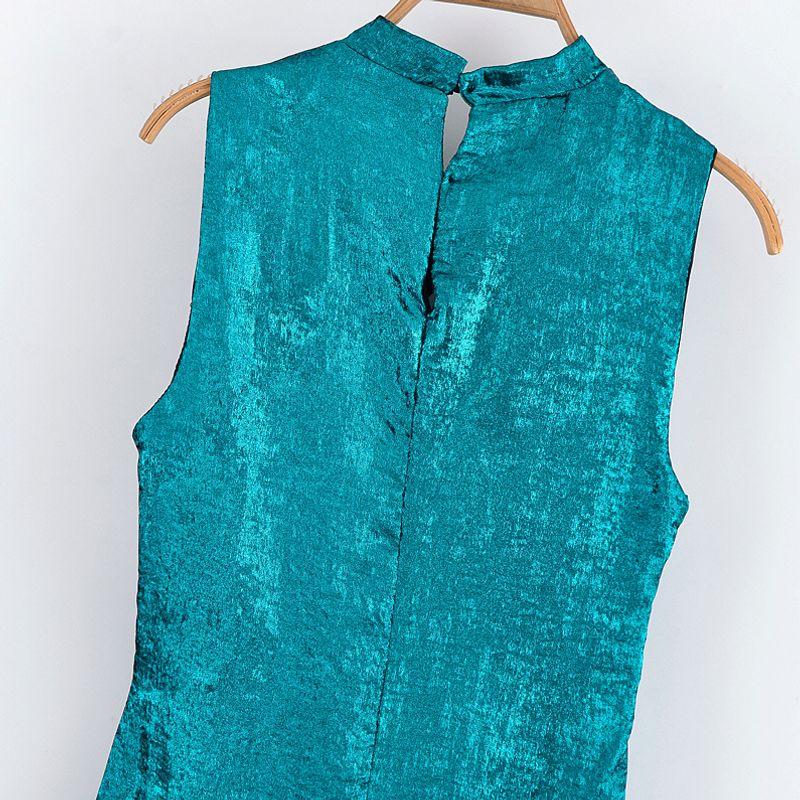 Kaslead New Women clothes Western Style Fashion Gold Inlaid Silk Texture Dress 2774898