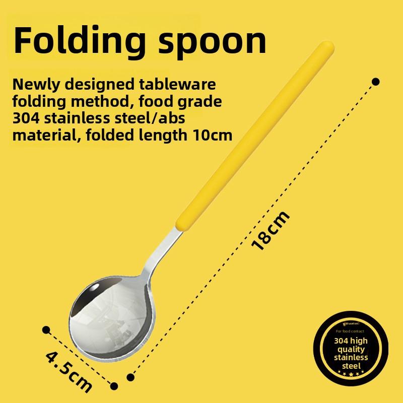 Stainless steel portable cutlery set, equipped with spoons and chopsticks, outdoor travel cutlery Folding spoon