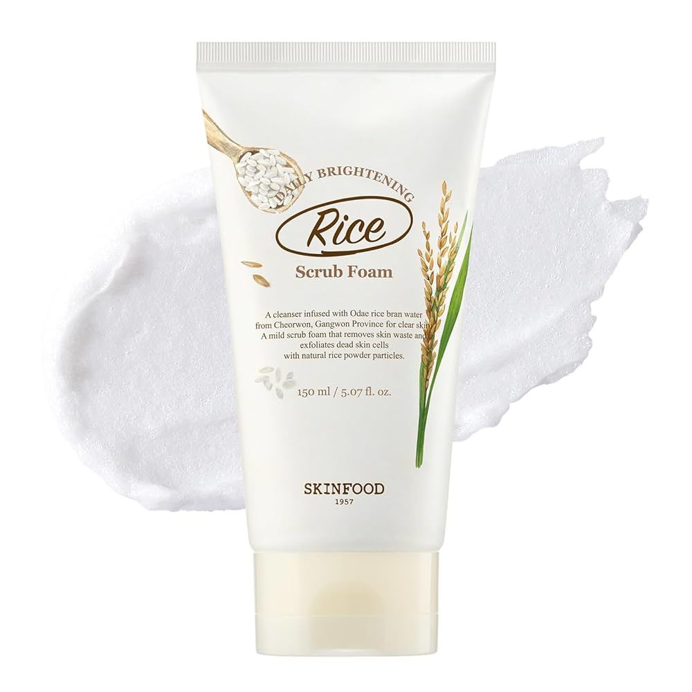 [SKINFOOD] Rice Daily Brightening Scrub Foam - 150ml/ Exfoliating, Moisturizing, Korean Cosmetics, Kbeauty