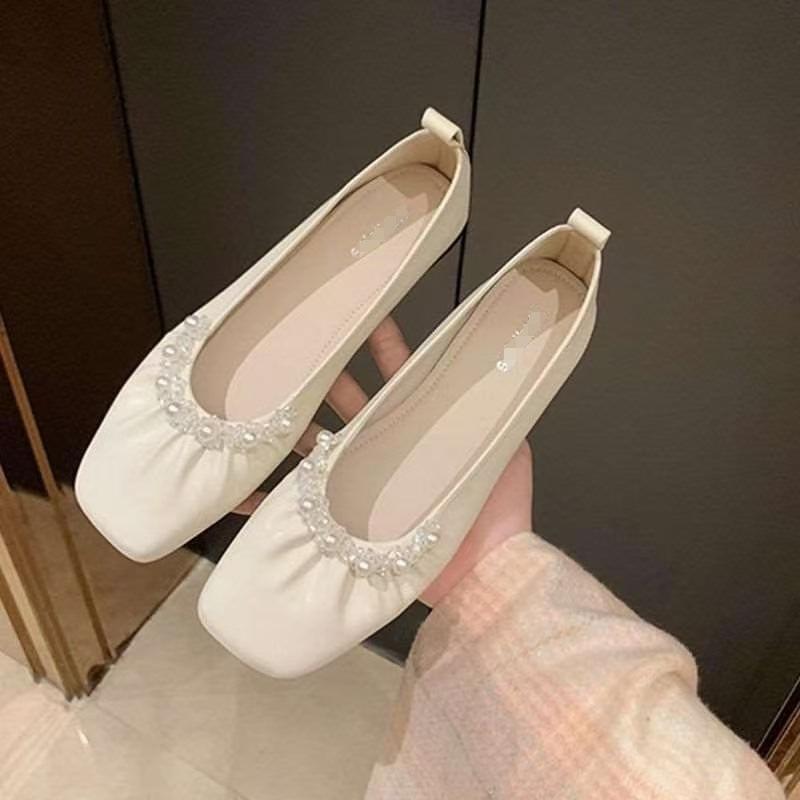 2025 autumn new women's comfortable long wear not tired small leather shoes soft leather pearl small fragrance Mary Jane single shoes women