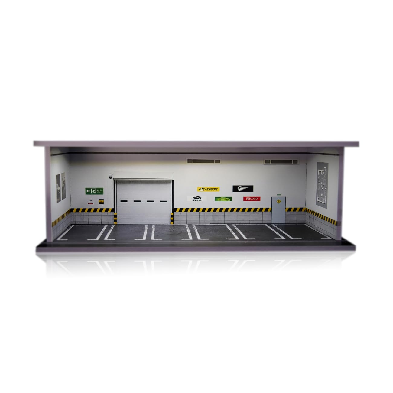 

LAHPAVER 164 Scale Tomica Garage with LED Light Bar, Stackable, Dustproof Parking Lot Model, Miniature Car Case, Desktop Decoration, Gift (White)