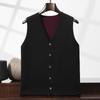 Men's Loose Casual V-neck Color Block Thickened Cashmere Knitted Sleeveless Vest Cardigan