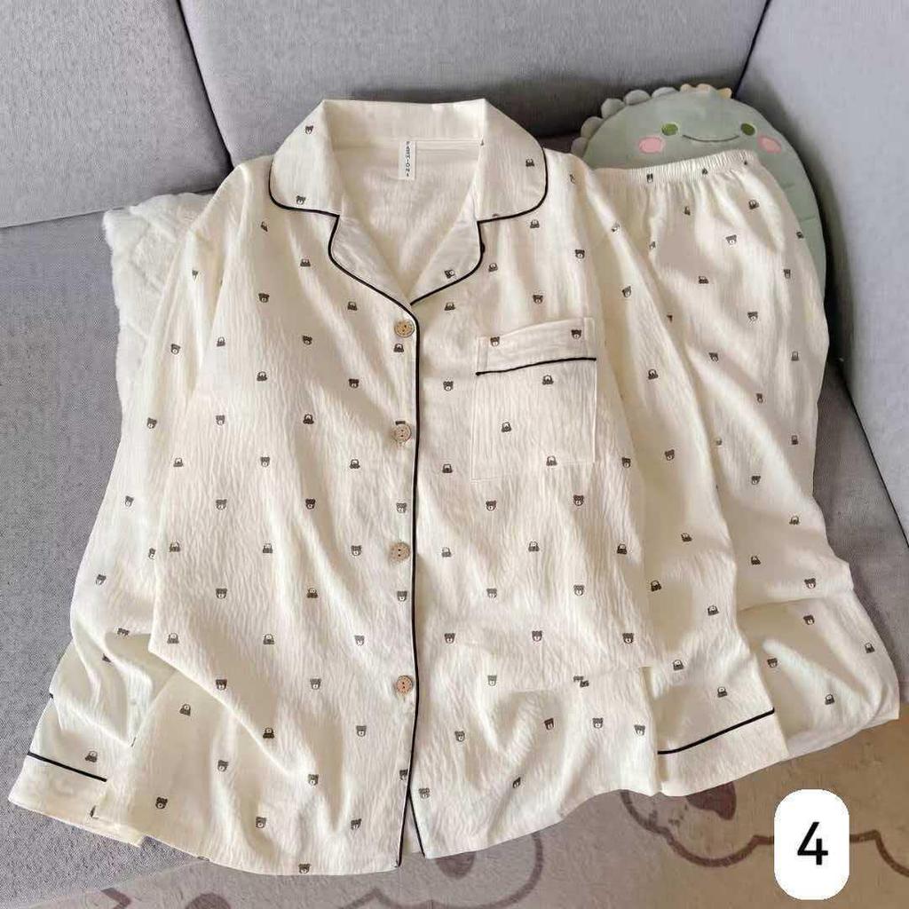 Women's Cloud Cotton Long Sleeve Pajamas - Sweet Cartoon Design for Spring & Autumn, Versatile for Home or Out