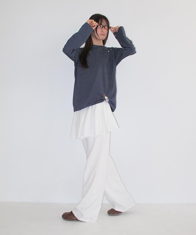 RONRON Peplum Ruffle Pantskirt White