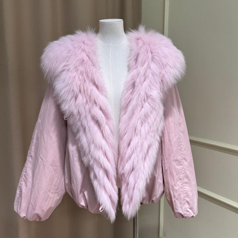 Real Shot, Glacier Pie Overcomes Hooded Jacket, Women's Short Goose Down Jacket, Real Fur Fox Fur Coat