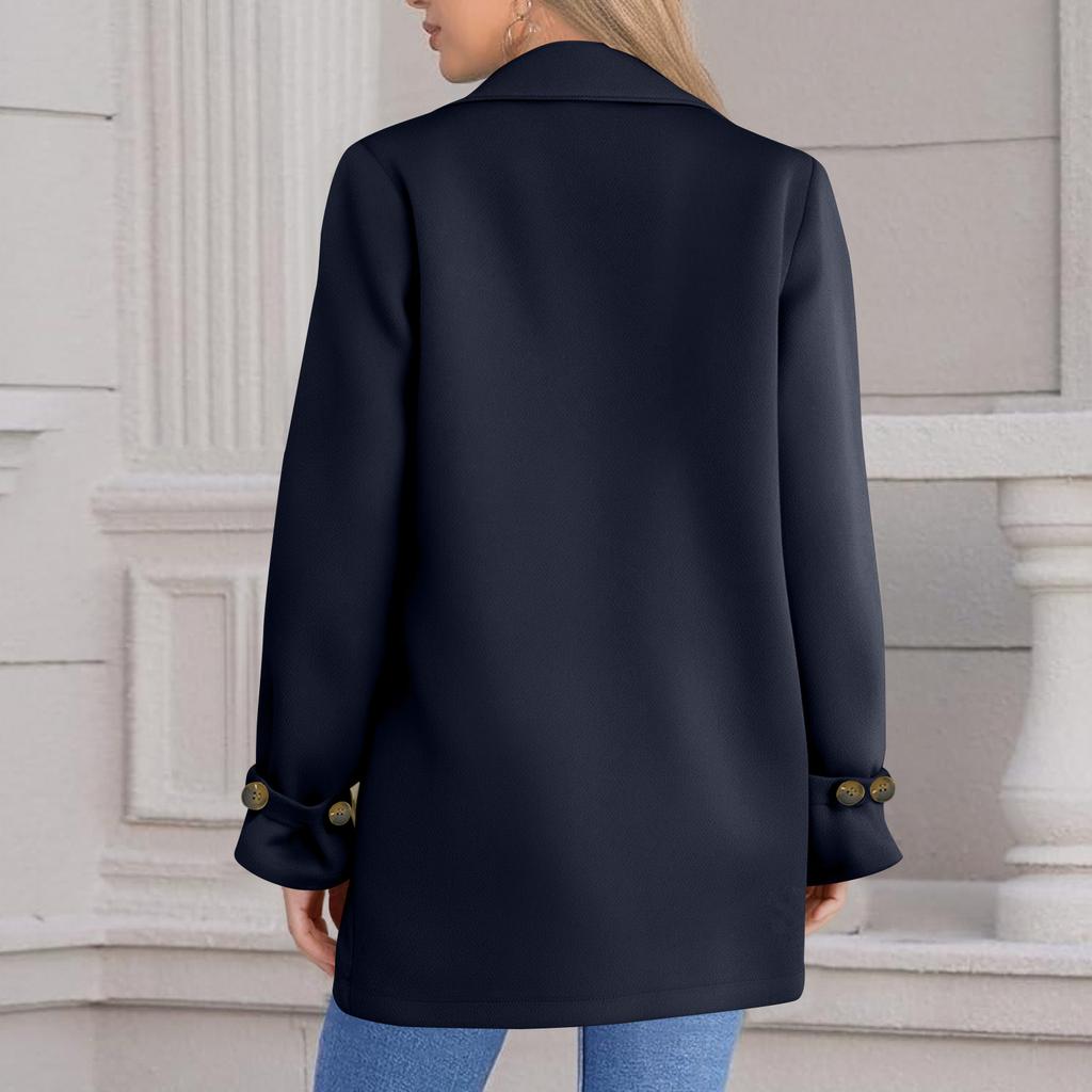 Ladies' Casual Lapel Single Breasted Long Sleeved Jacket Coat