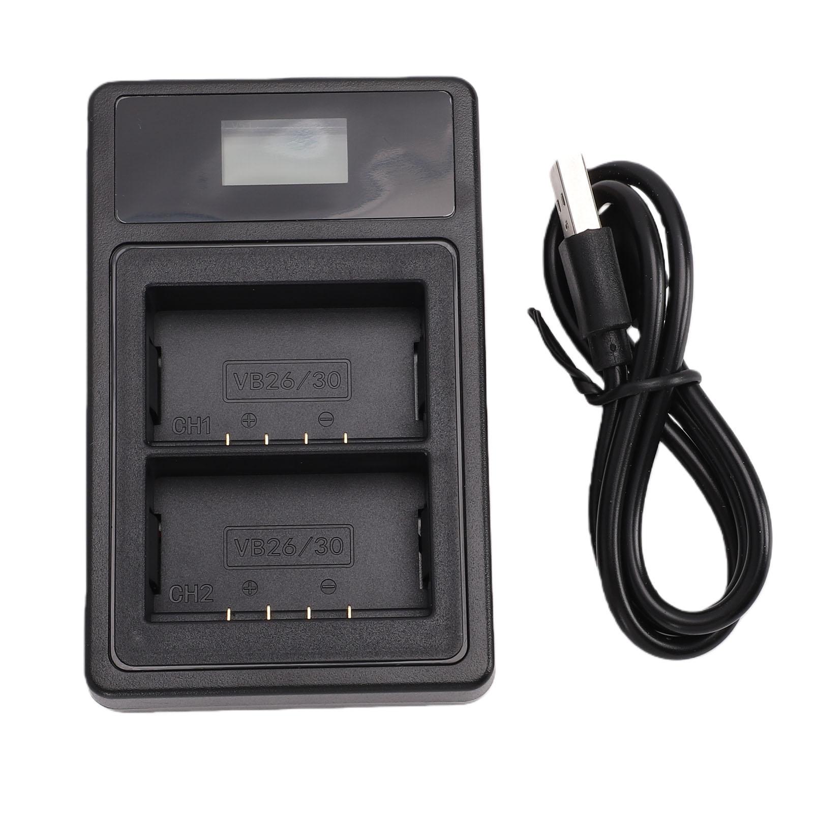 Camera Flash Charger Fit for VB26 VB26B VB30 Battery 5Wx2 Camera Flash Dual Battery Fast Charger with Smart Display чёрный