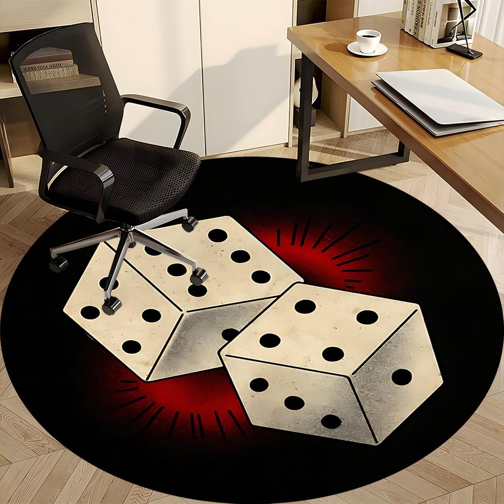 1pc Dice Game Office Round Area Rug, Indoor Mat Suitable ForOffice, Under Office Chairs Bedroom Living Room Home Decor, Room Decot211