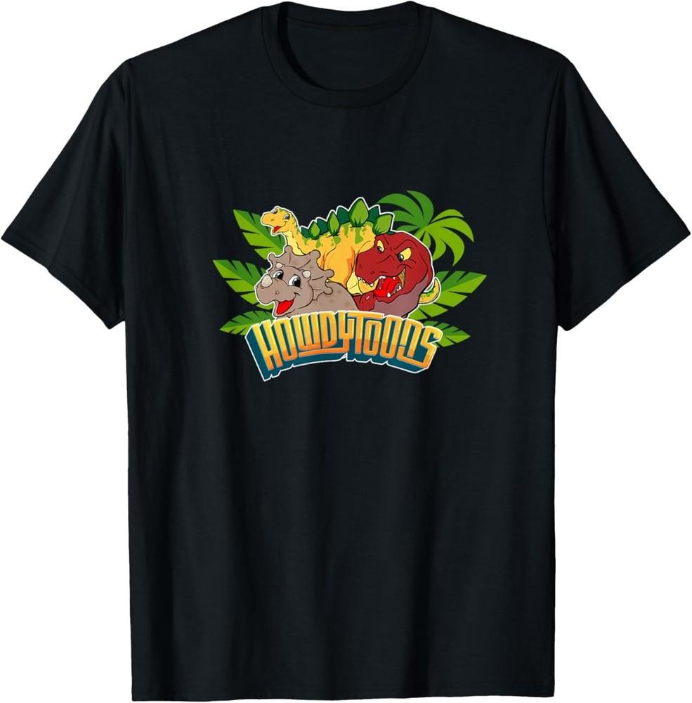 Howdytoons Dinostory Terri vs T-Rex Kids Unisex Black Cartoon Tropical Unisex T-Shirt XXXL