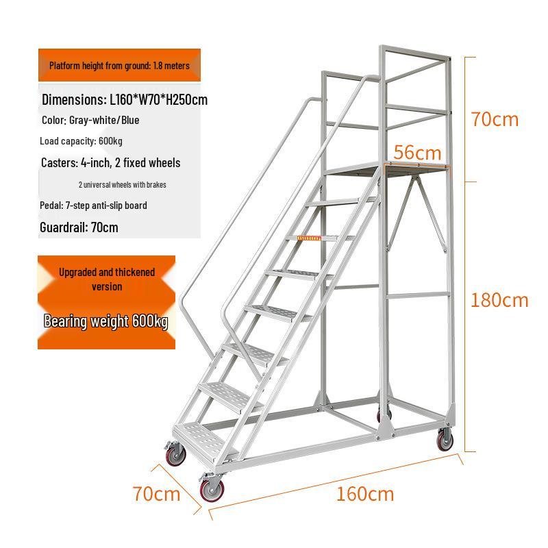 Anti-Slip Movable Climbing Ladder for Warehouse and Supermarket Storage