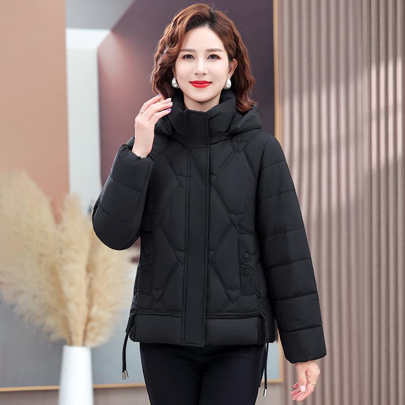 Jachetă de iarnă groasă și călduroasă pentru femei, scurtă, cu glugă detașabilă, rezistentă la vânt