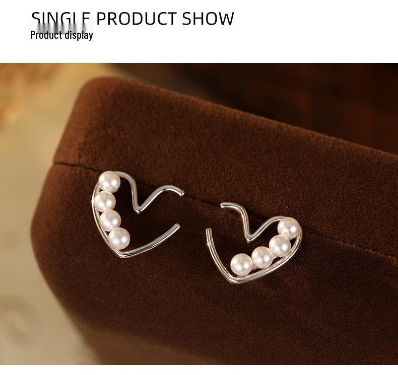 Banyan Tree S925 Silver Pearl Love Earrings - Simple Japanese & Korean Style for Women