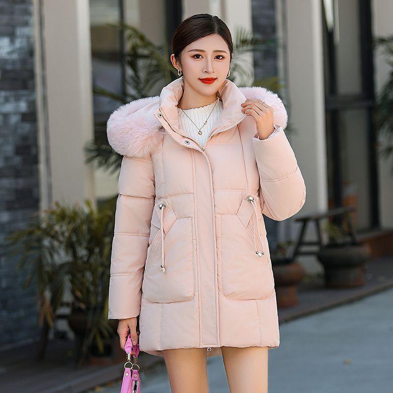 Fashionable Cold-proof Hooded Mid-length Cotton-padded Jacket, Sweet and Warm Cotton-padded Jacket for Women Winter