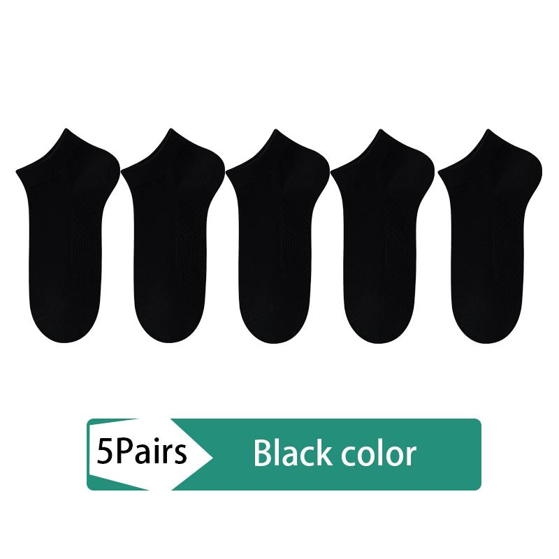 5Pairs Socks Men's cotton deodorant Antibacterial breathable casual black white business Short socks high quality size EU38-45