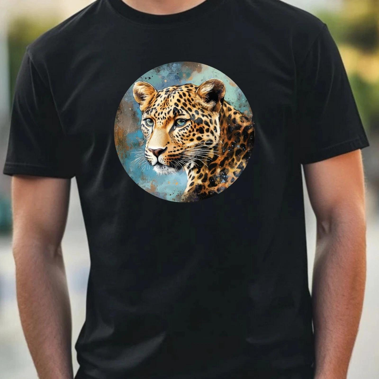 T-Shirt Herren Leopard Portrait Motiv Baumwolle Größe XS bis 5XL L
