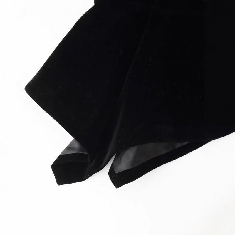 Womens Elegant Velvet Long Sleeve Blazer With Cutout Neckline Puffed Stand Collar Slim Fit 2026
