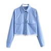 Kaslead Fashion Long Sleeve Lapel Short Shirt