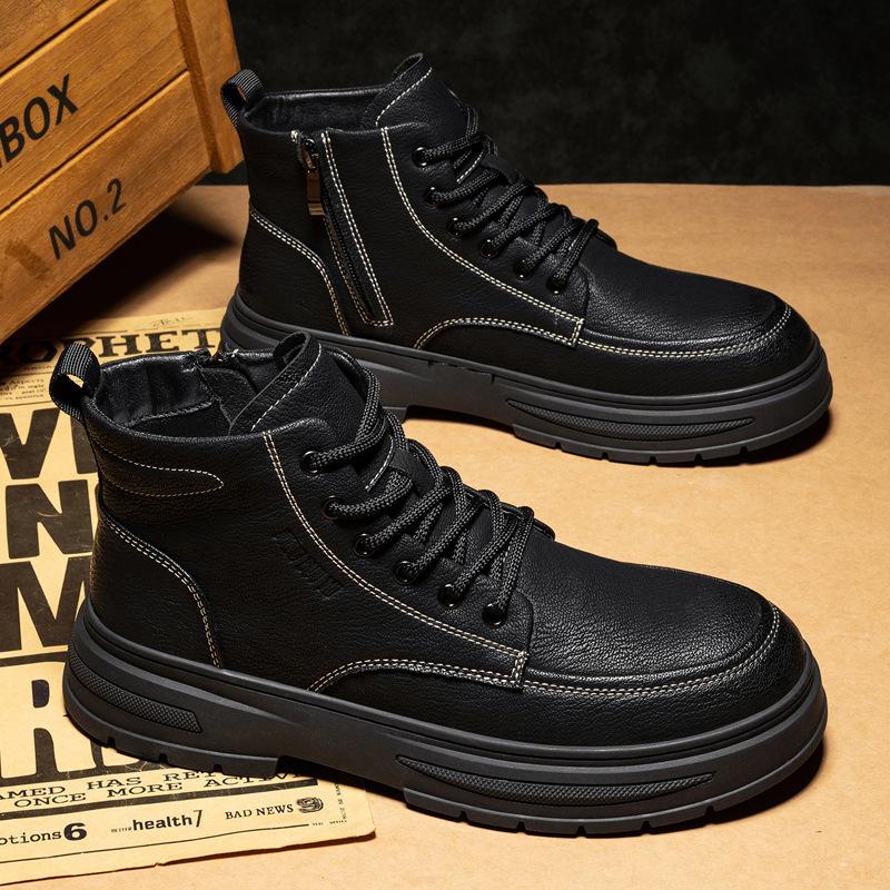 Martin Boots New Winter British Style Retro Short Boots Lace-up Zipper Boots Casual Leather Boots