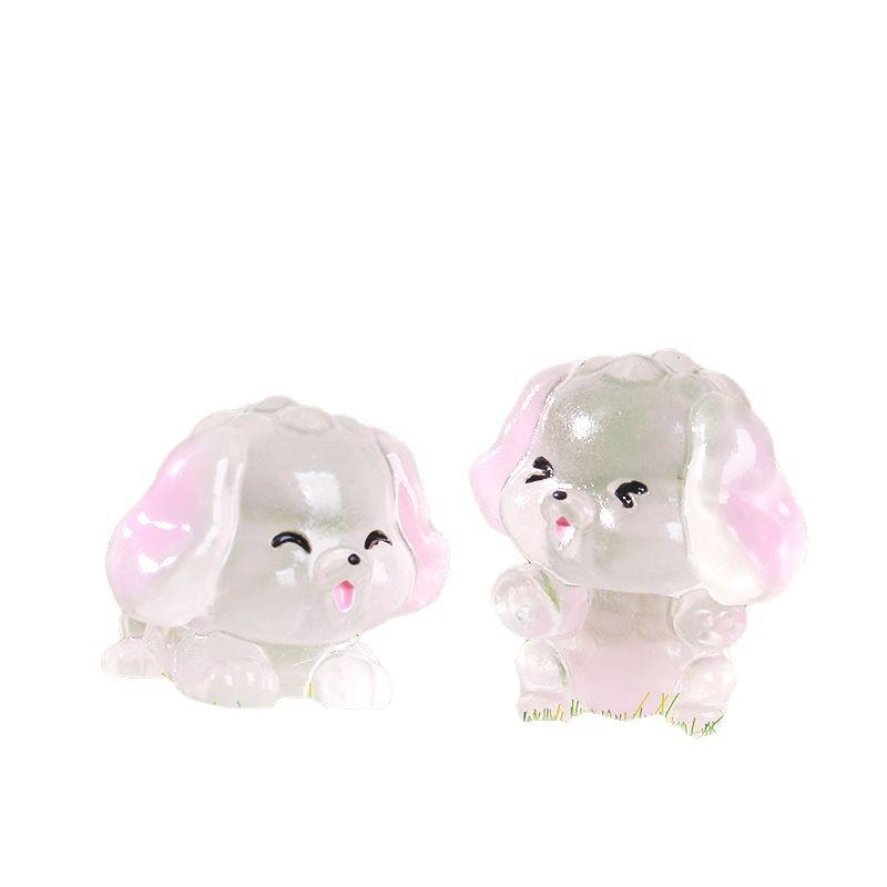 6/30 STK Leuchtende Mini-Pudel-Figuren Heimdeko Miniatur Feengarten Dekoration Hund Welpenfigur Die Puppenhaus-Zubehör