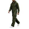 Men's Warm Lined Hooded Sweatshirt and Wide Leg Cargo Pants Set, Relaxed Fit Casual Outdoor Activewear