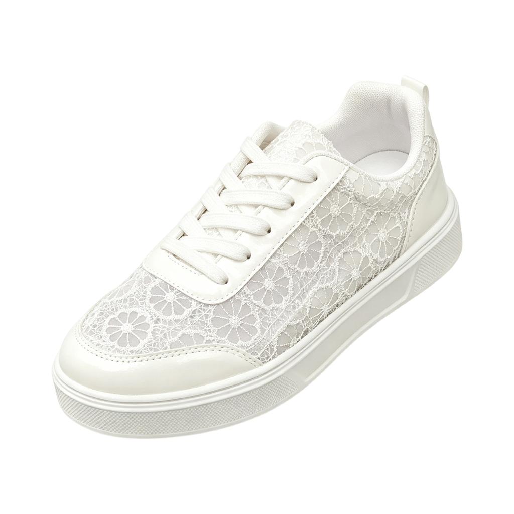 Women Lace Hollow Out Breathable Flat Casual Sneakers Fashionable Lightweight Comfortable Slip Resistant Walking Shoes