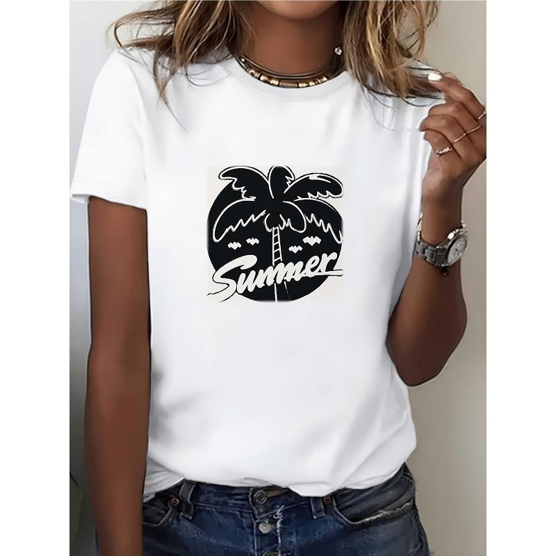 Summer Vibes 180g Palm Tree Graphic T-Shirt - Perfect for Family Vacations, Beach Getaways, and Sun-Loving Gift for Friends, S