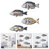Mediterran inspiriertes Holzfisch-Wandkunst-Set, 4-teilig, mit strukturierten Oberflächen, Hängedekoration für Innenräume