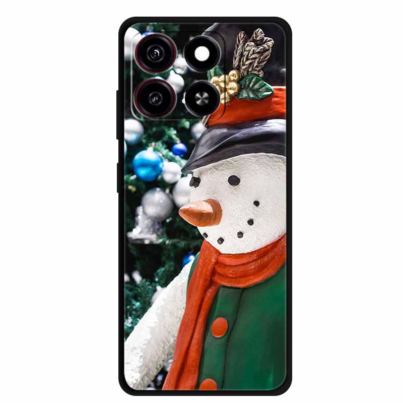 Christmas Cover For ZTE Blade A35 A55 Case Black Silicone Cases for ZTE Blade A55 Cartoon Santa Claus Christmas Tree Back Cover