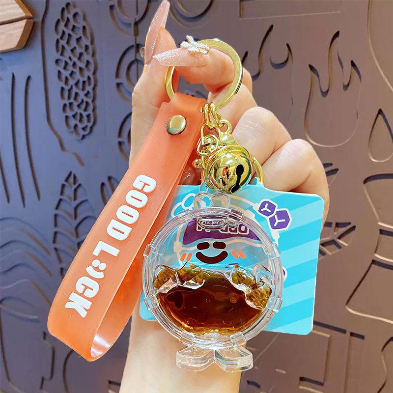 Cartoon Acrylic Butt Bulging Oil Keychain Couple Cute Schoolbag Pendant Car Key Chain Gift Opp bag packaging