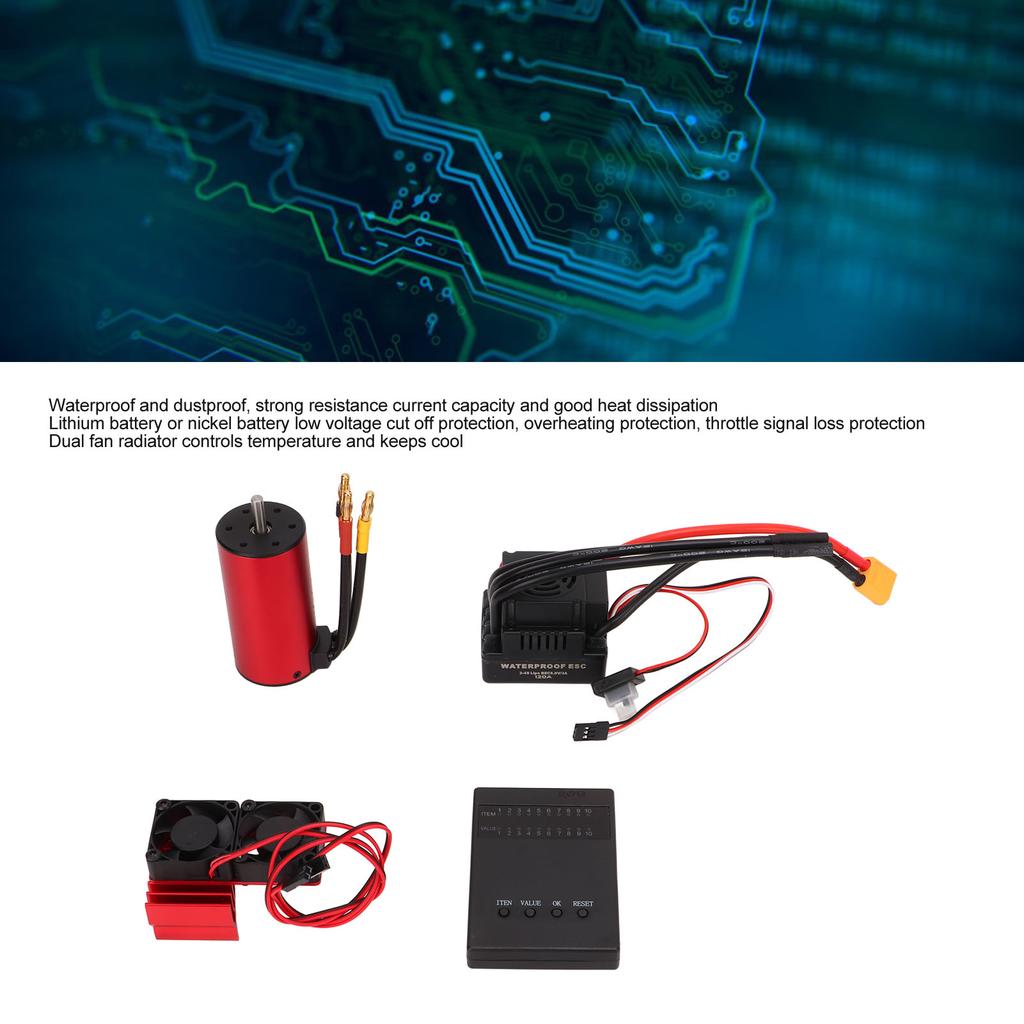 RC Brushless Motor Set S3670 2650KV Motor 120A ESC Radiator with Programming Card for Traxxas for HSP for HPI 1/8