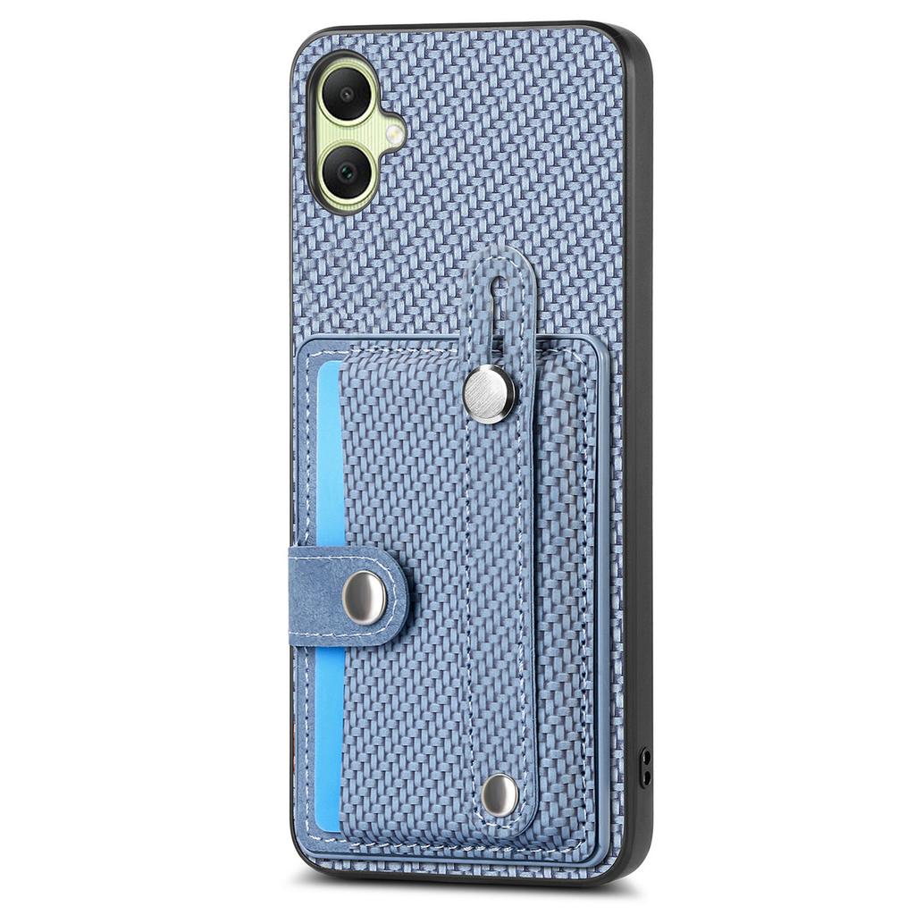 For Samsung Galaxy A05 4G Case Carbon Fiber Texture Leather Phone Back Cover with Card Holder