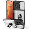 For Motorola Moto G15 4G Case PC+TPU Kickstand Phone Back Cover with Camera Slider