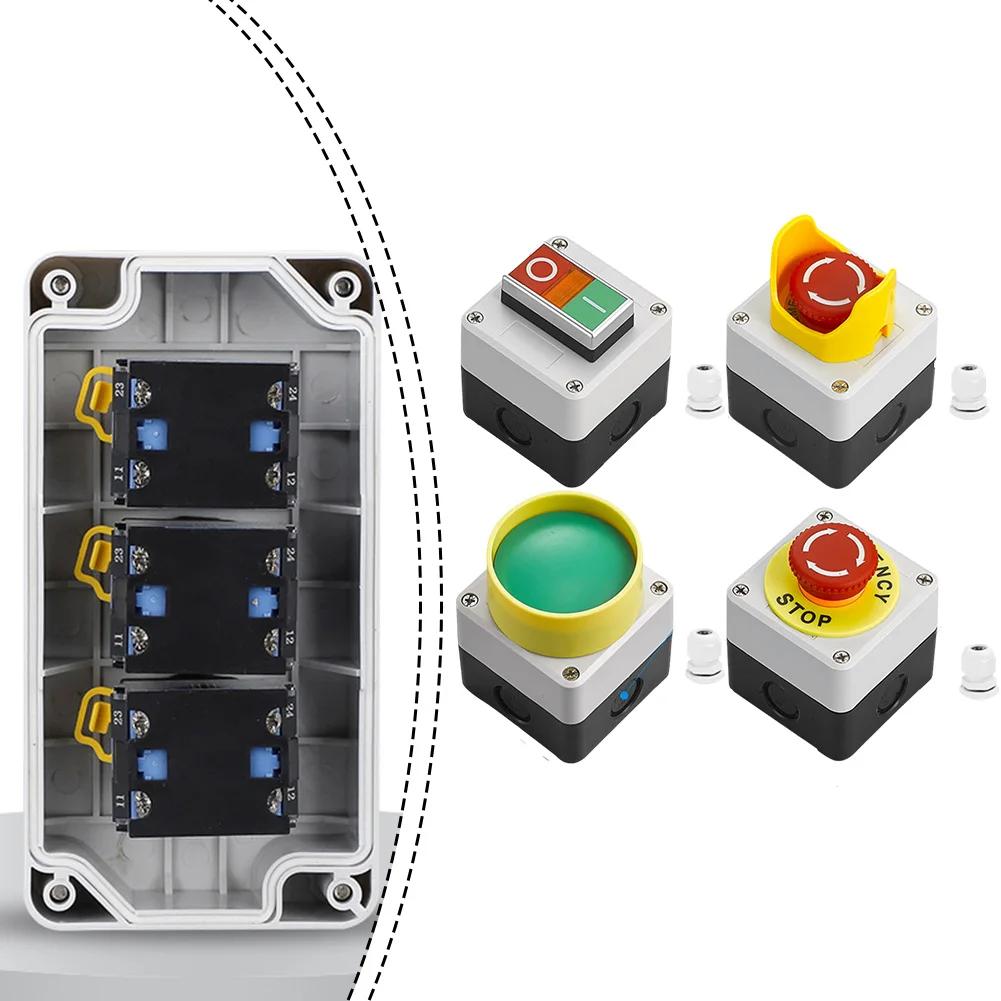 1pc Push Button Switch Self-reset/self-locking 440V 10A Control Box With Button 22mm Push Button Switch Power Tools Spare Parts