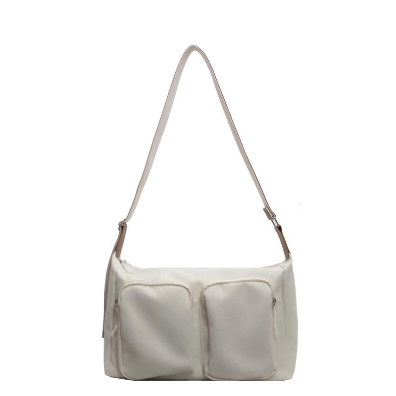 Women Multiple Pockets Shoulder Bag Solid Color Nylon Totes Vintage Large Capacity Ladies Leisure Handbags Designer Shopping Bag