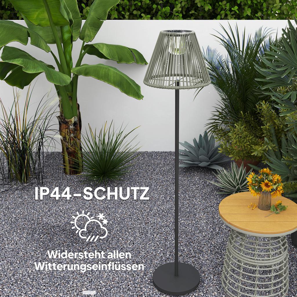 Solar Floor Lamp Rattan Solar Lamps with Light Sensor 25 LED Lights Solar Light in Boho Style diameter 33 x 135 cm