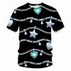 Crystal Necklace Pattern T-shirt Leopard Jewelry 3D Printing T Shirt Round Neck Short Sleeves Summer For Men Street Fashion Tee