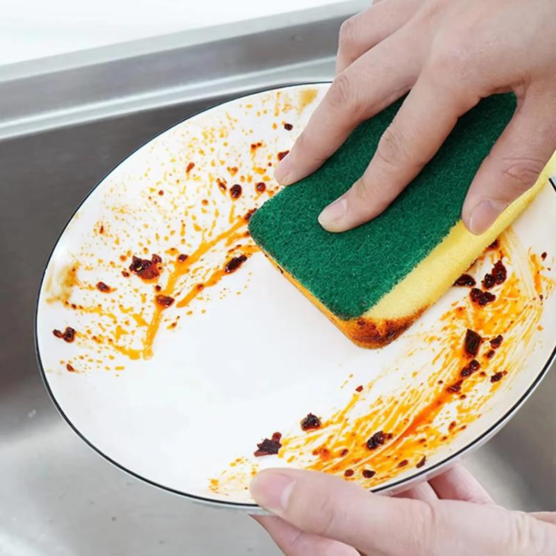10/30/50Pcs Kitchen Cleaning Tool Highly Absorbent Double-Sided Sponge Magic Cleaning Pot Rust Sponge Cleaning Brush
