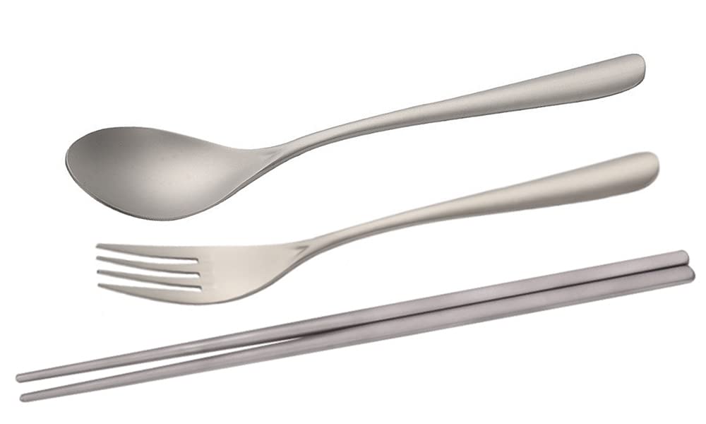 

ORIGINCOM Titanium Fork and Chopsticks Set Cutlery Set High Strength Ultra Lightweight High Durability Corrosion Resistant Heat Resistant Camping
