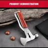 Multifunctional Outdoor Survival Hammer Stainless Steel Wooden Handle Perfect Gift for Men Car Emergency Camping Use