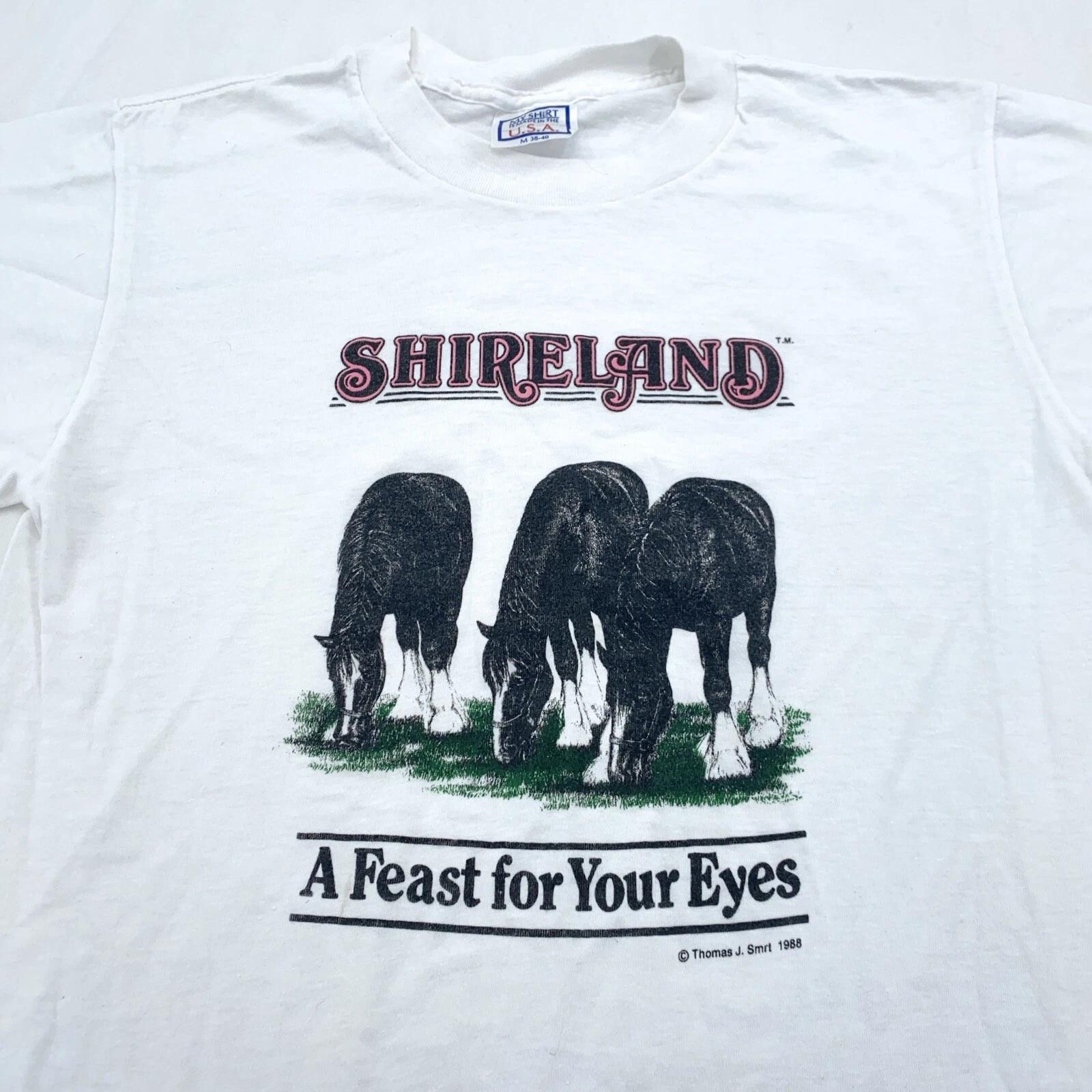vtg 90s SHIRELAND A FEAST FOR YOUR EYES T-Shirt XS farm soft thin horse L