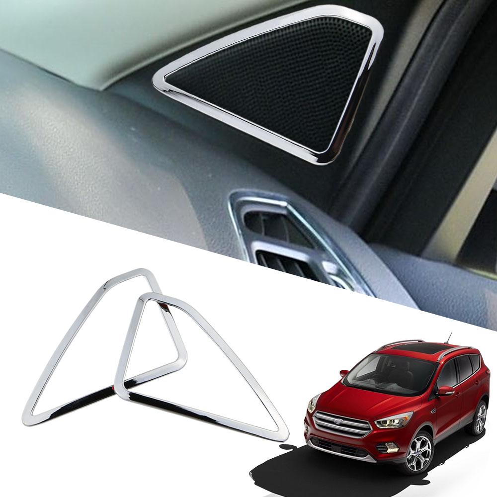 Car Front Pillar Horn Circle Trim for Ford Kuga Escape 2013 - 2017 2018 2019 2Pcs/set Audio Frame Sticker Interior Accessories