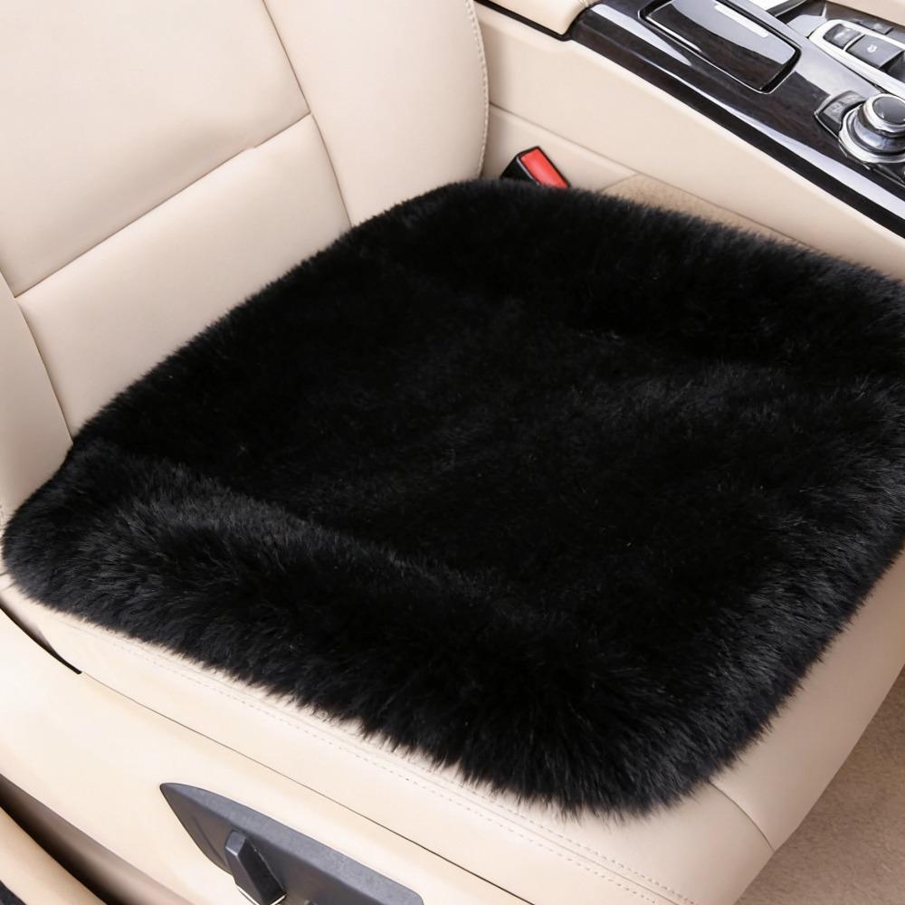 Multicolor Plush Rabbit Fur Car Seat Cushion Plush Seat Cover Cushion Winter Warm Plush Seat Protector Interior Accessories